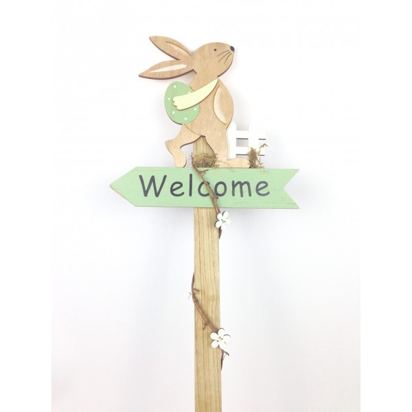 Iepuras de lemn „Welcome”
