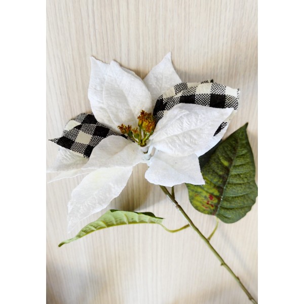 Crăciuniță albă cu carouri 70cm
