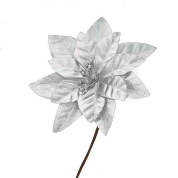 Craciunita de catifea 13cm argintie