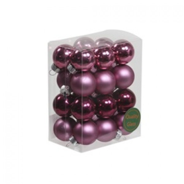 Globuri de sticla 2,5cm roz mura
