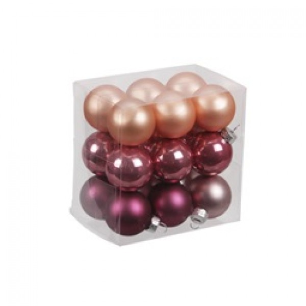 Globuri de sticla 3cm roz mixt
