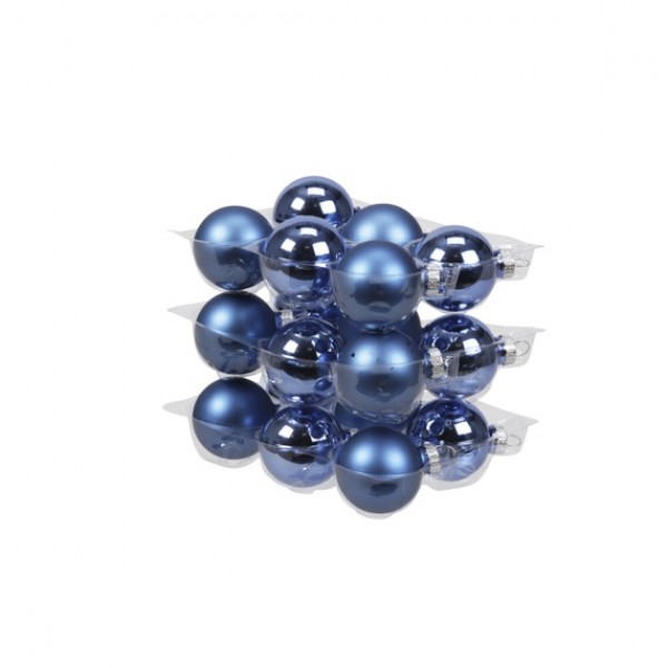 Globuri de sticla 4cm albastru 18buc/set