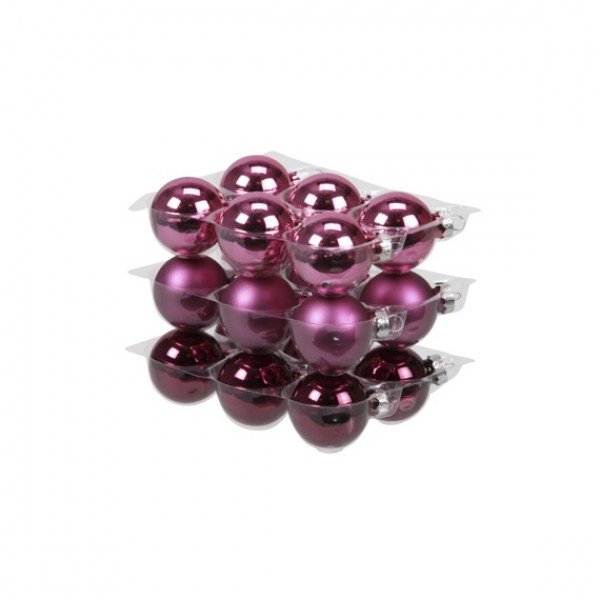 Globuri de sticla 4cm roz mura 18buc/set
