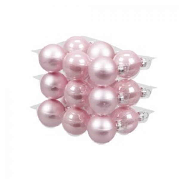 Globuri de sticla 4cm roz pal 18buc/set