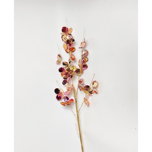 Flori roze gold pe crenguțe 50cm
