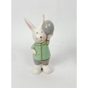 Iepuraș de ceramica lucioasa 13cm roz-verde