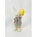 Iepuraș de ceramica lucioasa 13cm galben-gri