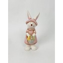 Iepuraș de ceramica lucioasa 13cm roz-verde