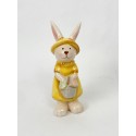 Iepuraș de ceramica lucioasa 13cm galben-gri