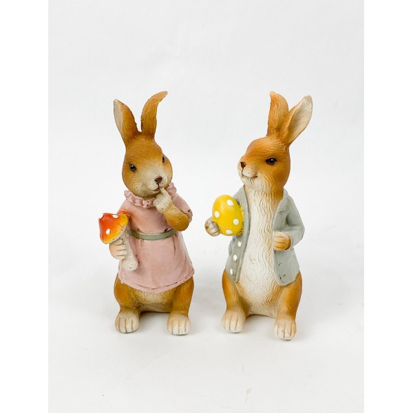 Iepuras de ceramica fata-baiat 14cm